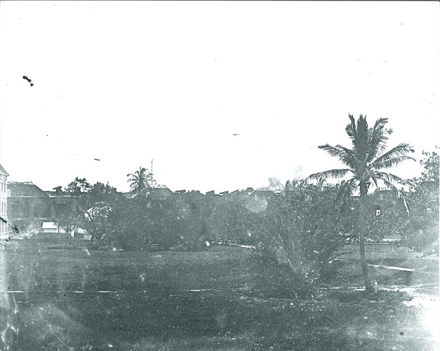 Across parade ground
