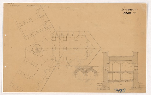 Plans and details of Officers Quarters and Kitchens