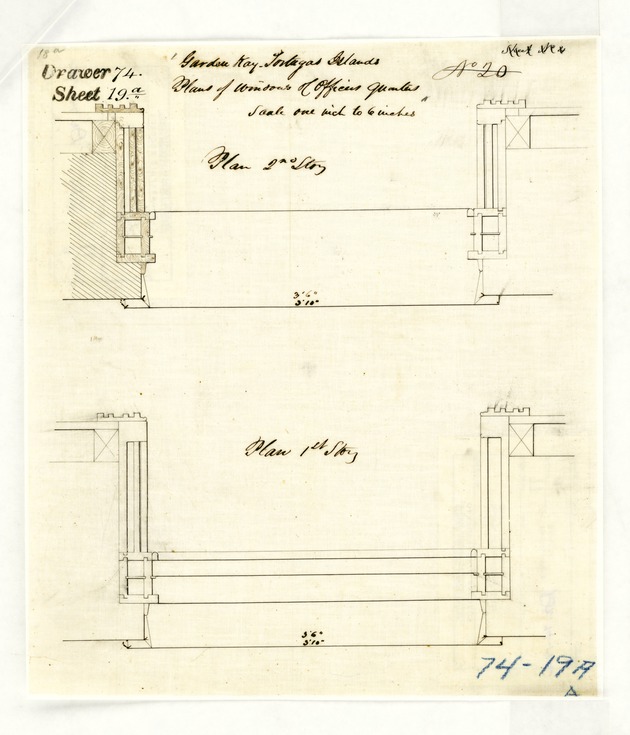 Plans and Sections of Scrap wall and Cisterns
