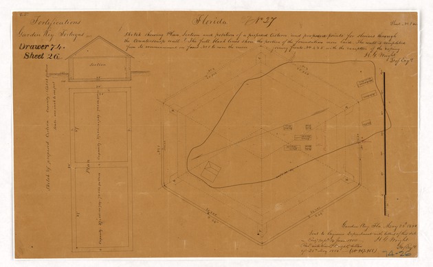 Negative Image of Plan of Fort Jefferson, Garden Key