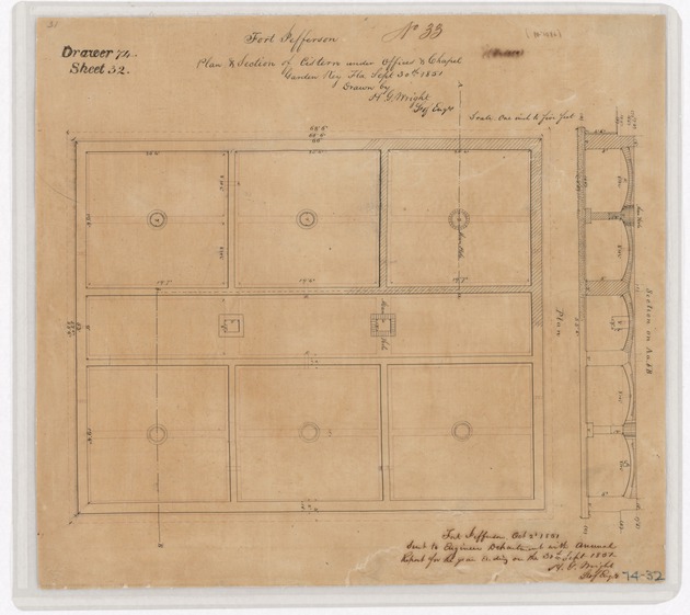 Sketch of Pintle Stones for Embrasure Guns