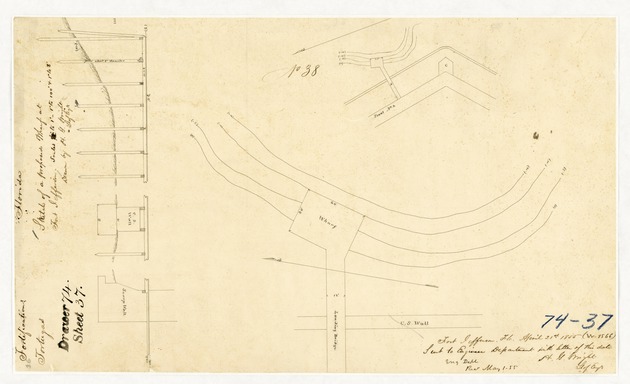 Plans and Sections of N.W. Bastion Containing the Bakery