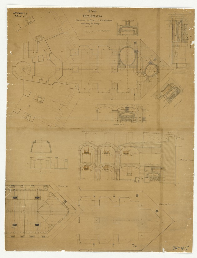 Plans, Sections, and Elevations of Gun Embrasures