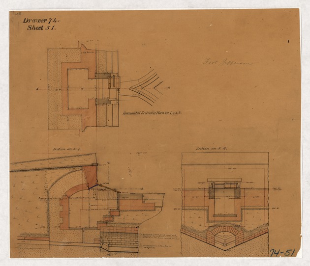 Sketch of Permanent and Temporary Barracks, Storehouses, and Permanent Wharf