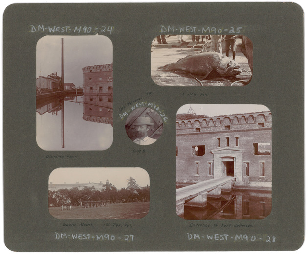 Distilling plant, fort entrance, drilling volunteers