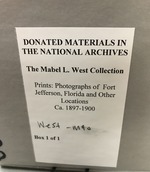 Archival box of materials from the Mabel L. West Collection at the National Archives