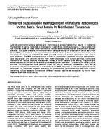 Towards sustainable management of natural resources in the Mara River basin in northeast Tanzania