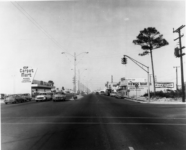Carpet Mart and Hewes Boat Co., on the corner of 7th Avenue and NW 125th Street in North Miami