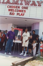 Hip-Hop duo Kid N Play in front of Miami Way Theater where film Class Act is released