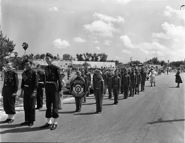 Optimist Club waiting to participate in the 1954 street Parade