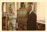 [1971-02-01] E. May Avil and J. Houston Gribble with plaque to rename the public library as the E. May Avil North Miami Public Library