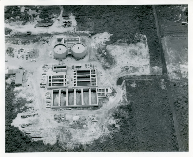 Aerial view of the North Miami sewage disposal plant and surrounded area