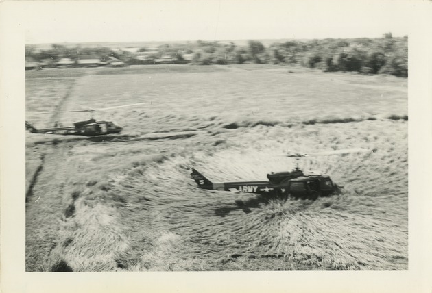 118th Aviation Co UH-1B landing on Rice Paddies - 