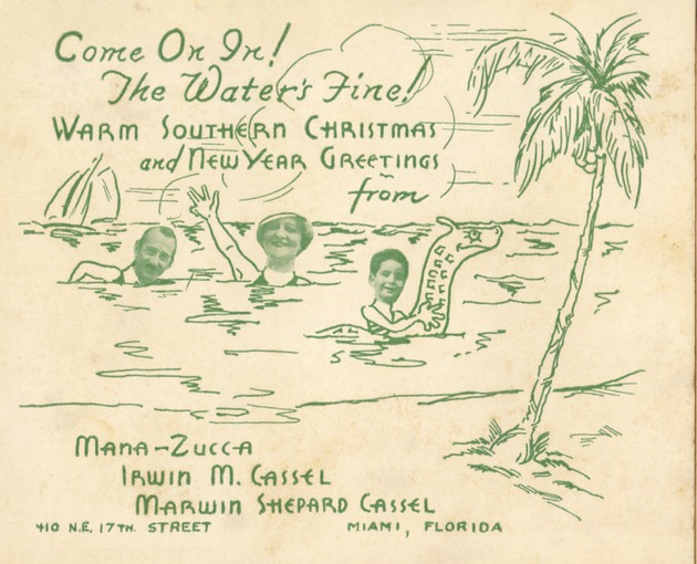 Mana-Zucca, Irwin M. Cassel and Marwin Shepard Cassel Christmas postcard 2
