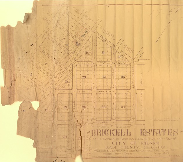 Brickell Estates a subdivision in Sections 38 & 39 Twp. 54S - Rge. 41E City of Miami Dade County Florida