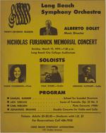 [1972-03-12] Long Beach Symphony Orchestra Nicholas Furjanick Memorial Concert poster
