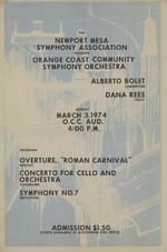 [1974-03-03] Orange Coast Community Symphony Orchestra concert poster