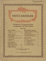 [1913] Fritz Kreisler Piano Compositions