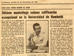 [12-22-1987] Obtiene musicologo cubano calificacion excepcional en la Universidad de Humboldt
