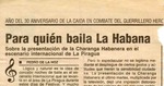Para quien baila La Habana: Sobre la presentación de la Charanga Habanera en el escenario internacional de La Piragua