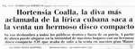 [1999] Hortensia Coalla, la diva mas aclamada de la lirica cubana saca a la venta un hermoso disco compacto