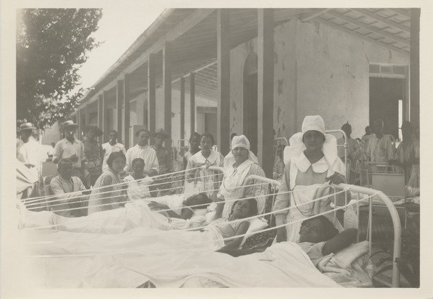 Patients outside at the Civil Hospital after 1932 earthquake - Recto