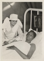 Patient Emma Carvajal rescued from the Hospital ruins by Manuela Carcasses after the 1932 earthquake