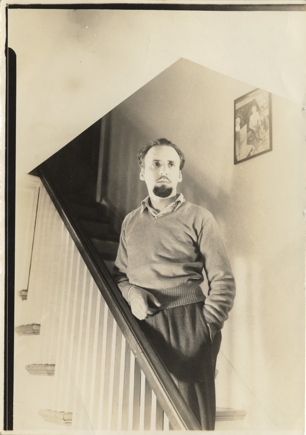 Abril Lamarque standing on staircase - Recto