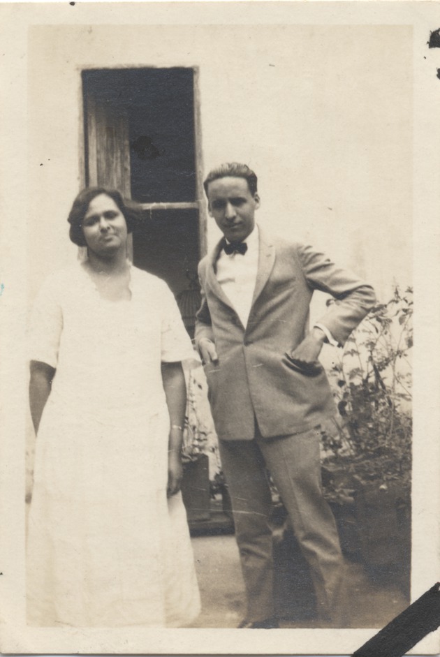 Abril Lamarque (pictured right) standing next to unidentified woman - Recto