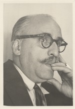 Portrait of Abril Lamarque with mustache