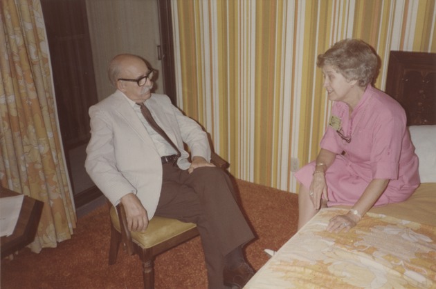 Abril Lamarque (pictured left) talking with unidentified woman - Recto