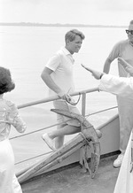 Boarding the Percival Farquhar, Amazon River, Robert F. Kennedy Latin American tour, Brazil