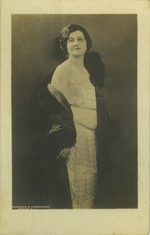 Postcard portrait of Mana-Zucca in a fur stole