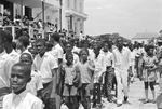 Students marching past National Palace in parade, Port-au-Prince 6