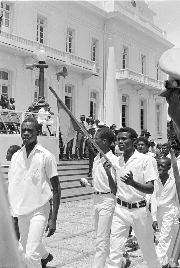 Students marching past National Palace in parade, Port-au-Prince 7
