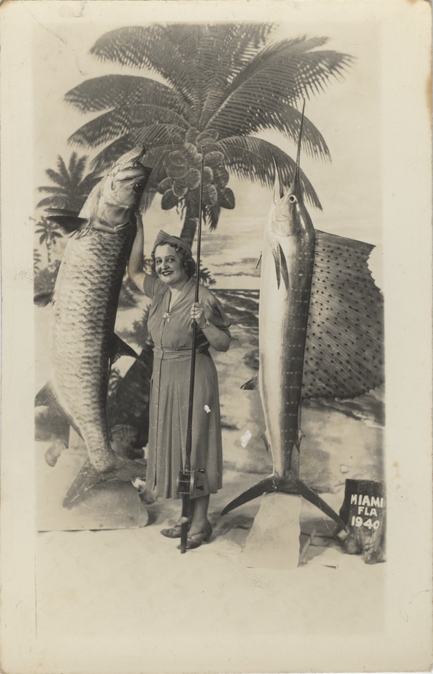 Mana-Zucca pictured with a staged Miami fishing backdrop - 