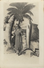 Mana-Zucca pictured with a staged Miami fishing backdrop