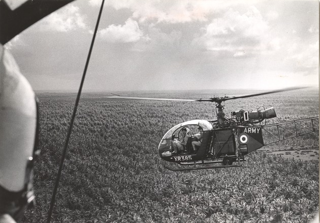 British army helicopter on patrol in British Guiana - 