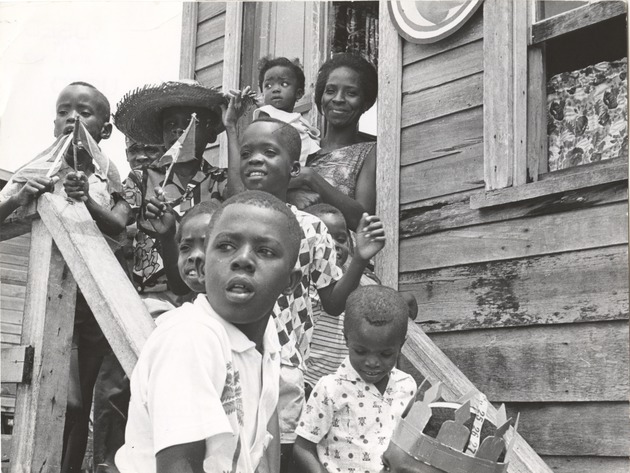 Children on porch in Haslington, Guyana - 