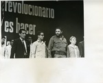 Francisco Prado, Gerardo Sanchez, Fidel Castro, and Haydee Santamaria (from left to right) at the Organization of Latin American Solidarity, Cuba 1