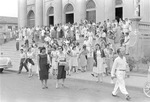 Crowd in front of the Santiago of Managua Cathedral, Managua, Nicaragua 1959, 1