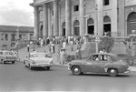 Crowd in front of the Santiago of Managua Cathedral, Managua, Nicaragua 1959, 3