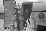 [1950/1960] Manuel Prado Ugarteche, President of Peru, with wife Clorinda arriving in New York on an airplane 3