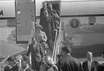 [1950/1960] Manuel Prado Ugarteche, President of Peru, with wife Clorinda arriving in New York on an airplane 4