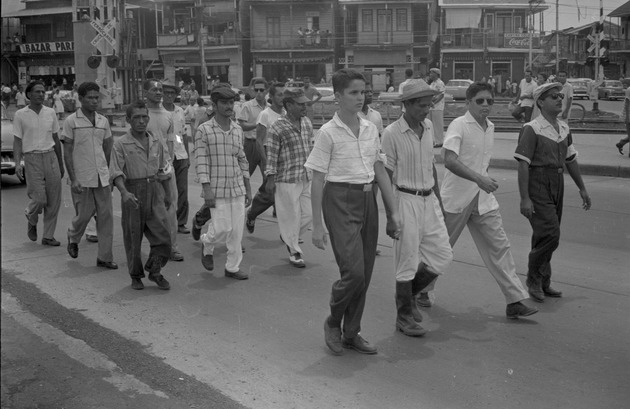 Demonstrators marching in the street, Panama Canal Zone 4