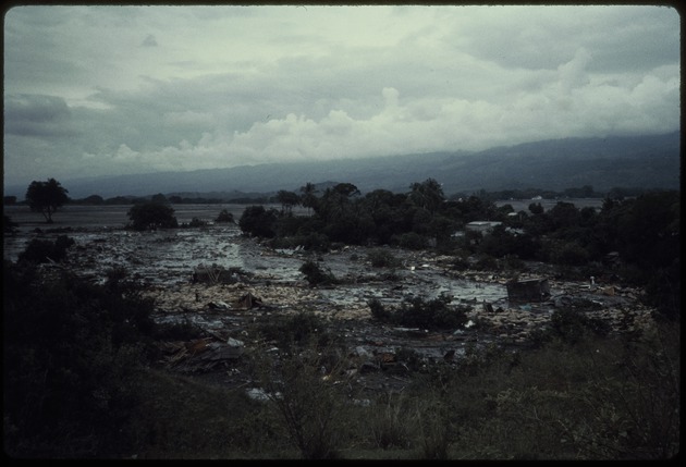 View of the devastation by mudslide after the eruption of Nevado del Ruiz volcano, Armero, Colombia