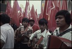 Partido Recolucionario de los Trabajadores supporters holding PRT flags
