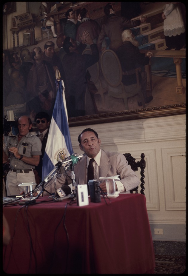 President José Napoleón Duarte Fuentes press conference in El Salvador's presidential residence