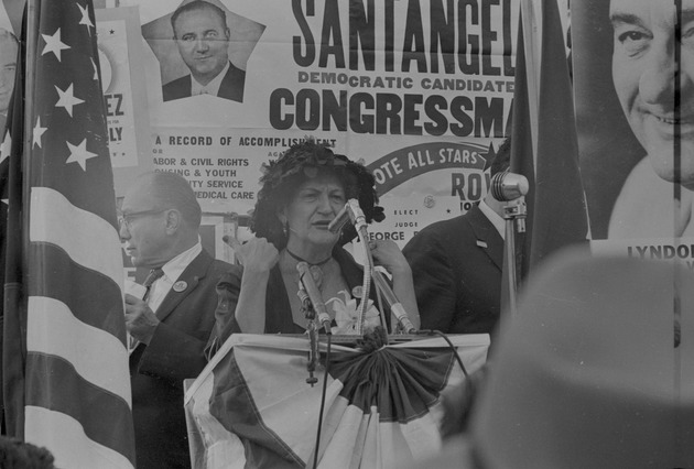 John F. Kennedy and Alfred Santangelo campaigning in Harlem