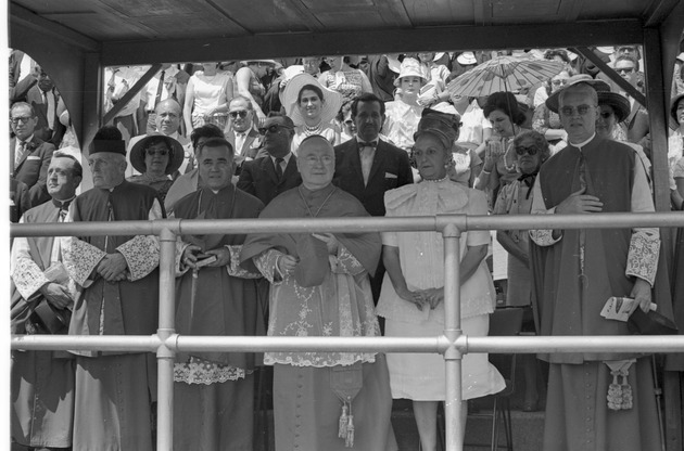 Cardinal and Felisa Rincon de Gautier, Mayor of San Juan, Puerto Rico in the stands